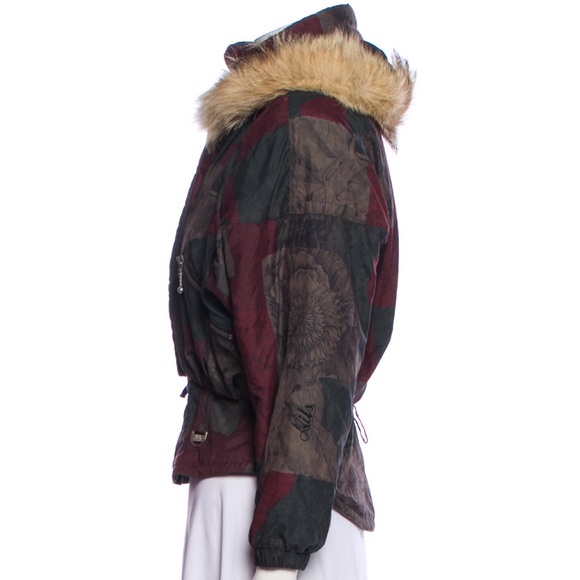 ❌SOLD🏷️Vintage 90s Nils Burgundy Floral Print Ski Jacket - Picture 5 of 15